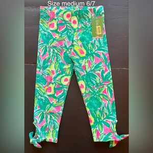 NWT Lilly Pulitzer Guac and Roll girls leggings size medium 6-7
